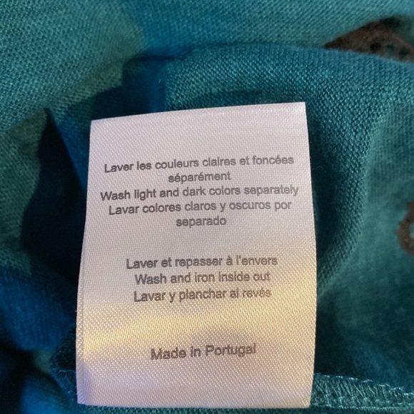 Sandro teal linen black lace inset long sleeve tee - Picture 7 of 8